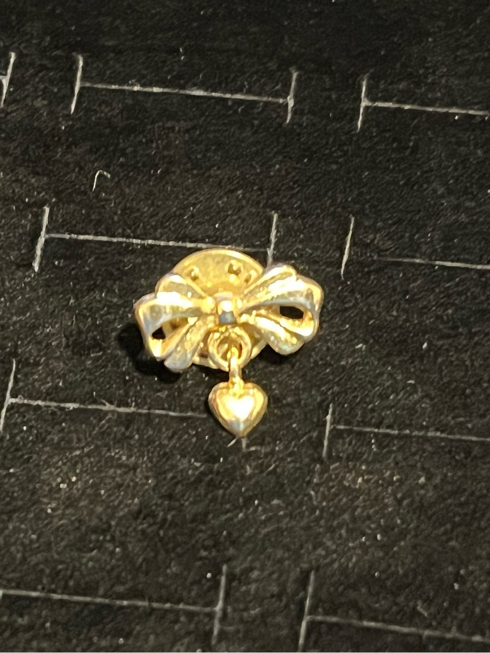 Gold toned Bow and Heart Dangle Pin - Women Jewelry